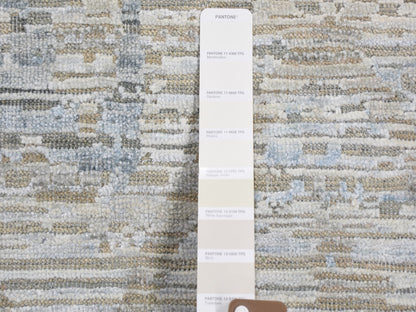 Ivory 12'0" x 15'1" Modern and Contemporary Hand knotted Wool/Silk Rug - Sku: O059262