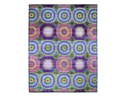 Yellow 12'0" x 15'3" Traditional Hand knotted Wool/Silk Rug - Sku: O059263