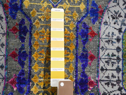 Yellow 12'0" x 15'3" Traditional Hand knotted Wool/Silk Rug - Sku: O059263