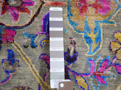Grey 11'10" x 15'0" Transitional Hand knotted Wool/Silk Rug - Sku: O059264