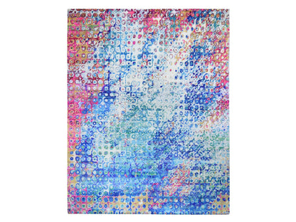 Ivory 11'10" x 15'0" Transitional Hand knotted Wool/Silk Rug - Sku: O059265
