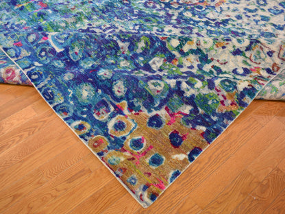 Ivory 11'10" x 15'0" Transitional Hand knotted Wool/Silk Rug - Sku: O059265