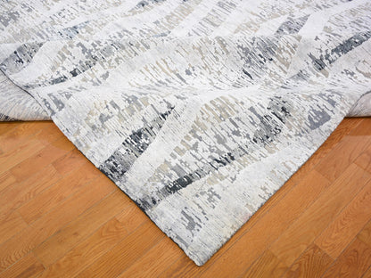 Ivory 11'10" x 15'2" Modern and Contemporary Hand knotted Wool/Silk Rug - Sku: O059268