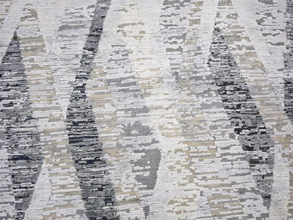 Ivory 11'10" x 15'2" Modern and Contemporary Hand knotted Wool/Silk Rug - Sku: O059268