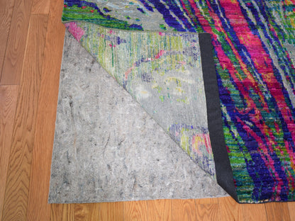 Yellow 11'7" x 14'5" Modern / Contemporary Hand knotted Wool/Silk Rug - Sku: O059270