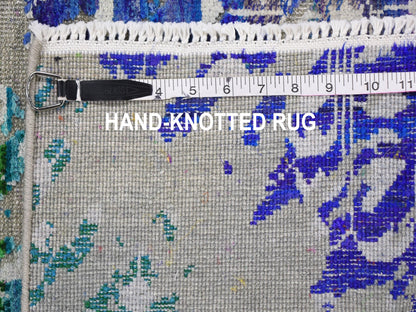 Modern / Contemporary hand-knotted wool/sari silk rug in Brown, 2' x 2' — SKU O059282 (view 5)