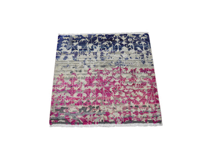 Pink 2'0" x 2'0" Modern / Contemporary Hand knotted Wool/Silk Rug - Sku: O059283