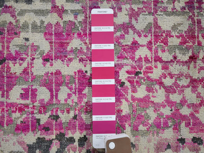 Pink 2'0" x 2'0" Modern / Contemporary Hand knotted Wool/Silk Rug - Sku: O059283