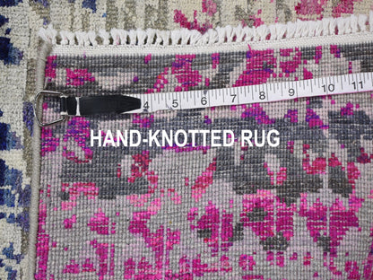 Pink 2'0" x 2'0" Modern / Contemporary Hand knotted Wool/Silk Rug - Sku: O059283