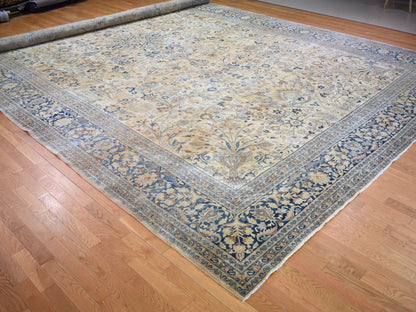 Ivory 13'7" x 23'0" Antique Hand knotted Wool Rug - Sku: O059305