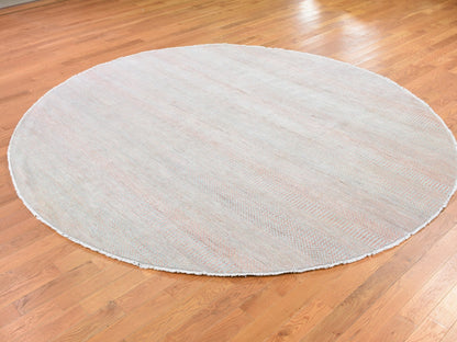 Pink 8'0" x 8'0" Modern / Contemporary Hand knotted Wool/Silk Rug - Sku: O059313
