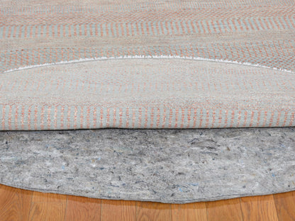Pink 8'0" x 8'0" Modern / Contemporary Hand knotted Wool/Silk Rug - Sku: O059313