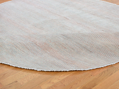 Pink 8'0" x 8'0" Modern / Contemporary Hand knotted Wool/Silk Rug - Sku: O059313