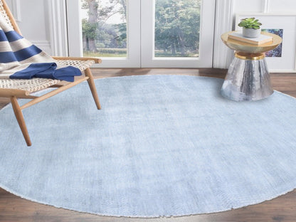 Grey 7'10" x 7'10" Modern / Contemporary Hand knotted Wool/Silk Rug - Sku: O059315
