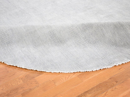 Grey 7'10" x 7'10" Modern / Contemporary Hand knotted Wool/Silk Rug - Sku: O059315