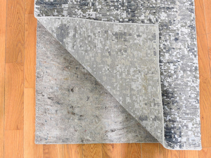 Ivory 2'5" x 12'1" Modern and Contemporary Hand knotted Wool/Silk Rug - Sku: O059354