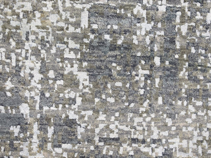 Ivory 2'5" x 12'1" Modern and Contemporary Hand knotted Wool/Silk Rug - Sku: O059354