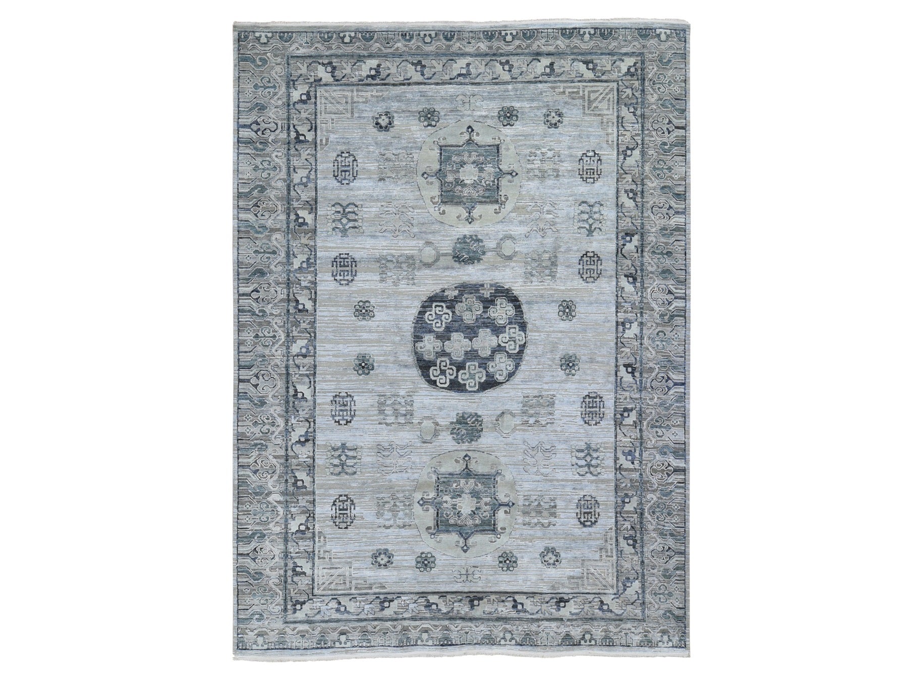 Gray 8'10" x 12'1" Wool / Silk Hand knotted Wool/Silk Rug - Sku: O059370