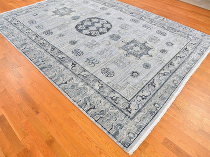 Grey 8'10" x 12'1" Wool and Silk Hand knotted Wool/Silk Rug - Sku: O059370