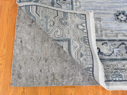 Grey 8'10" x 12'1" Wool and Silk Hand knotted Wool/Silk Rug - Sku: O059370