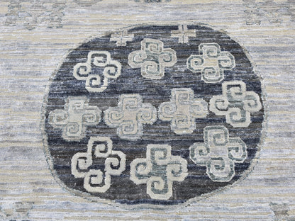 Grey 8'10" x 12'1" Wool and Silk Hand knotted Wool/Silk Rug - Sku: O059370