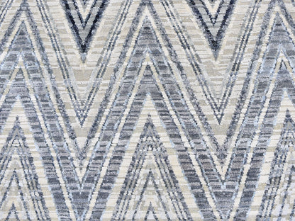 Grey 8'9" x 12'2" Modern / Contemporary Hand knotted Wool/Silk Rug - Sku: O059437