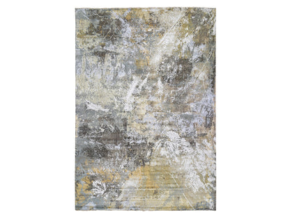 Grey 12'0" x 18'2" Modern / Contemporary Hand knotted Wool/Silk Rug - Sku: O059438
