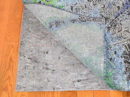 Green 9'0" x 12'6" Modern / Contemporary Hand knotted Wool Rug - Sku: O059459
