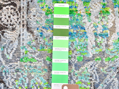 Green 9'0" x 12'6" Modern / Contemporary Hand knotted Wool Rug - Sku: O059459