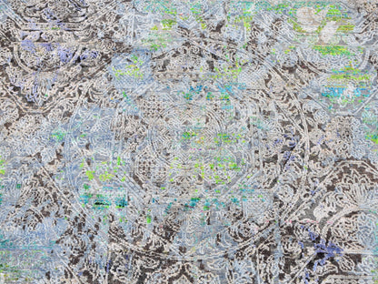 Green 9'0" x 12'6" Modern / Contemporary Hand knotted Wool Rug - Sku: O059459