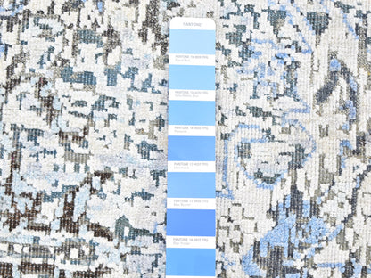 Blue 6'0" x 9'3" Transitional Hand knotted Wool/Silk Rug - Sku: O059478