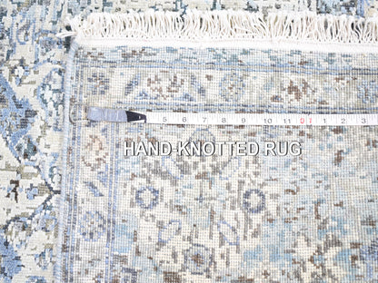 Blue 6'0" x 9'3" Transitional Hand knotted Wool/Silk Rug - Sku: O059478