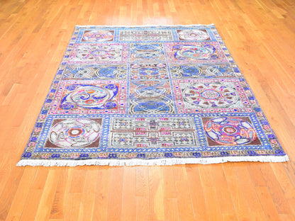 Blue 6'1" x 9'0" Clearance Hand knotted Wool/Silk Rug - Sku: O059480
