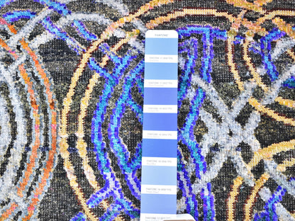 Blue 6'1" x 9'0" Clearance Hand knotted Wool/Silk Rug - Sku: O059480
