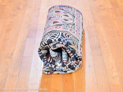 Blue 6'1" x 9'0" Clearance Hand knotted Wool/Silk Rug - Sku: O059480