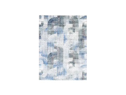 Blue 5'1" x 7'0" Modern and Contemporary Hand knotted Wool/Silk Rug - Sku: O059481