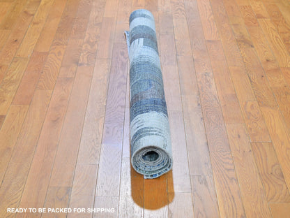 Blue 5'1" x 7'0" Modern and Contemporary Hand knotted Wool/Silk Rug - Sku: O059481