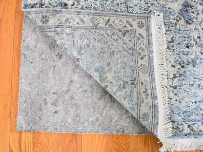 Oushak Transitional hand-knotted wool/silk runner in Blue, 2'5" x 5'10" — SKU O059484 (view 3)