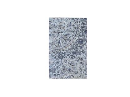 Grey 3'0" x 5'3" Transitional Hand knotted Wool/Silk Rug - Sku: O059486