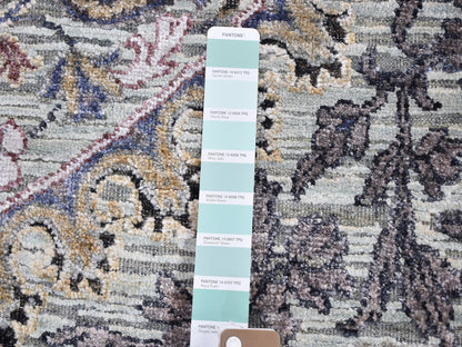 Grey 3'0" x 5'3" Transitional Hand knotted Wool/Silk Rug - Sku: O059486