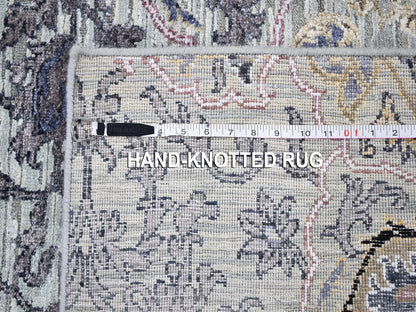 Grey 3'0" x 5'3" Transitional Hand knotted Wool/Silk Rug - Sku: O059486