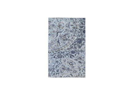 Grey 3'0" x 5'3" Transitional Hand knotted Wool/Silk Rug - Sku: O059487
