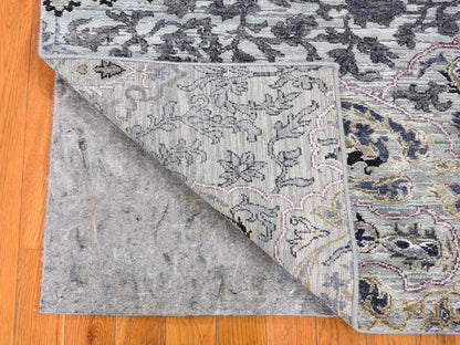Grey 3'0" x 5'3" Transitional Hand knotted Wool/Silk Rug - Sku: O059487