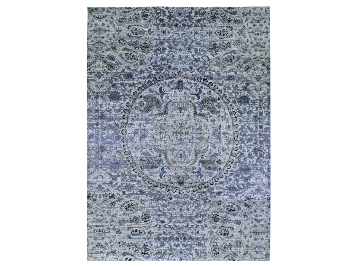 Transitional hand-knotted wool rug in Gray, 10' x 14'2" — SKU O059493