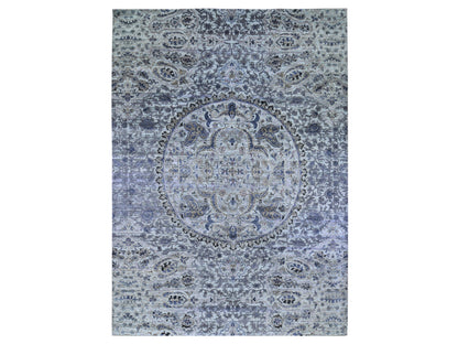 Grey 10'0" x 14'2" Transitional Hand knotted Wool Rug - Sku: O059493