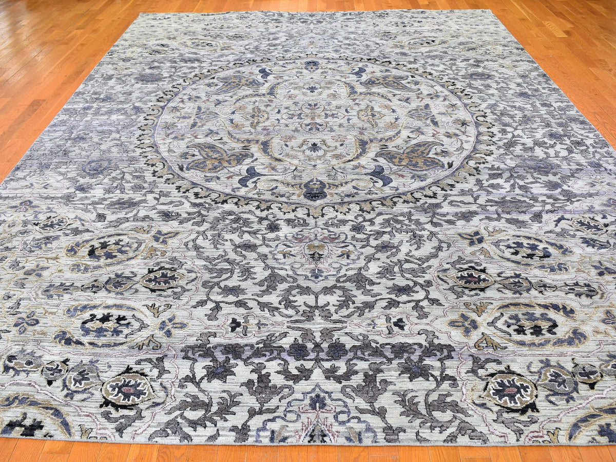 Transitional hand-knotted wool rug in Gray, 10' x 14'2" — SKU O059493 (view 2)