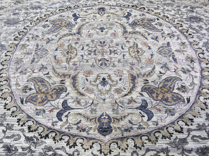 Grey 10'0" x 14'2" Transitional Hand knotted Wool Rug - Sku: O059493