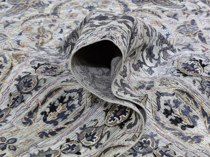 Grey 10'0" x 14'2" Transitional Hand knotted Wool Rug - Sku: O059493