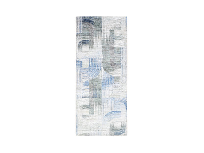 Blue 2'8" x 6'1" Modern and Contemporary Hand knotted Wool/Silk Rug - Sku: O059499