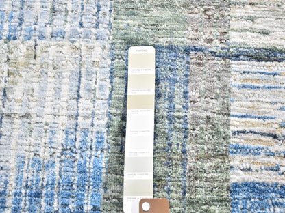 Blue 2'8" x 6'1" Modern and Contemporary Hand knotted Wool/Silk Rug - Sku: O059499